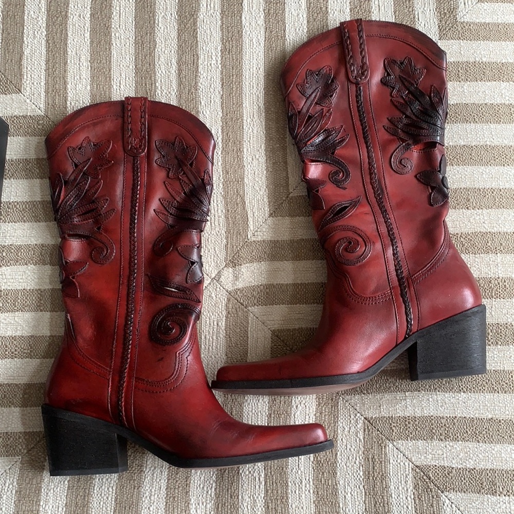Red Carlos Santana Cowboy Boots